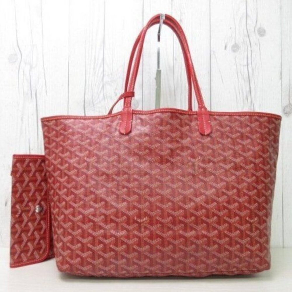 RARE Authentic Goyard Goyardine Saint Louis PM Red Shoulder Tote Bag & Pouch - Picture 4 of 16